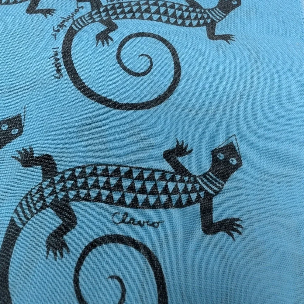 Vintage 1981 Yellowstone National Park Lizard Bandana Aqua Blue Southwest Images
